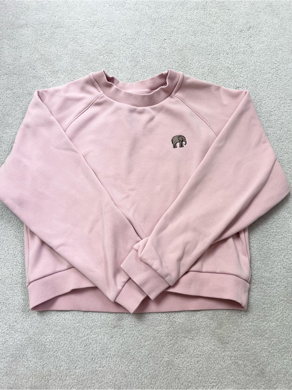 Sunday Best Light Pink Crewneck Sweatshirt with Elephant Embroidery
